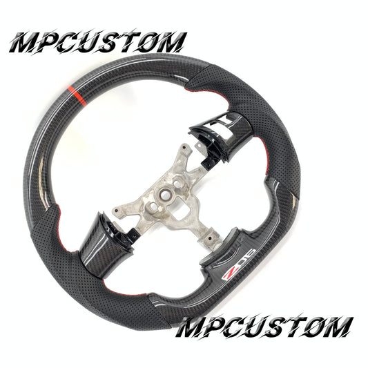 Mpcustom for Chevrolet Corvette C6 ZR1 Z06 carbon fiber steering wheel red stripe line and red stitching and round top