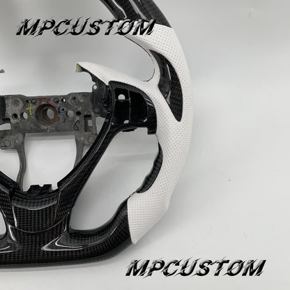 Mpcustom Acura ILX A-Spec 2013-2022 carbon fiber steering wheel white perforated leather