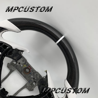 Mpcustom Acura ILX A-Spec 2013-2022 carbon fiber steering wheel white perforated leather