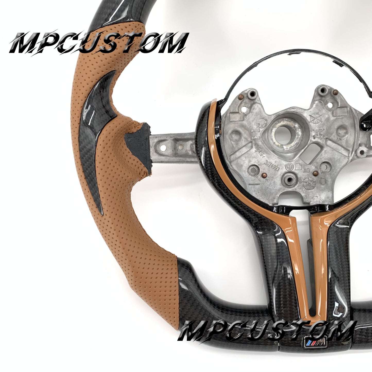 Mpcustom for BMW 7 series F01/F02/F03 carbon fiber steering wheel brown stripe line