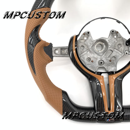 Mpcustom for BMW M2 F87/M3 F80/M4 F82/F83/M5F10/F90 carbon fiber steering wheel brown stripe line