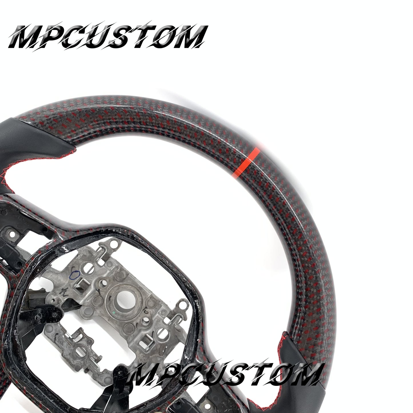 Mpcustom for Honda 11th gen Civic carbon fiber steering wheel red stripe line and smooth