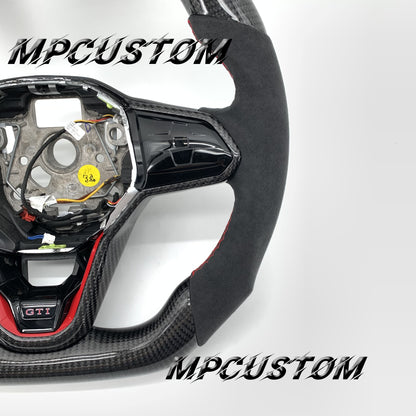 Mpcustom for Volkswagen MK8 carbon fiber steering wheel red stitching