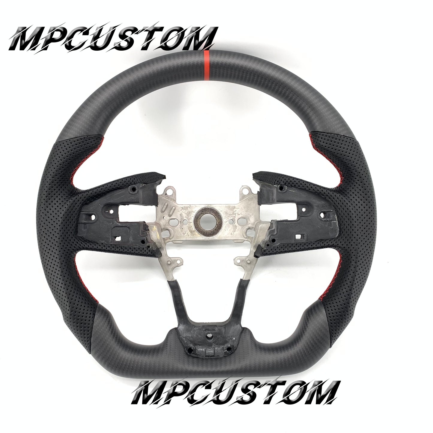 Mpcustom for Honda 10th Gen Civic 2016+ carbon fiber steering wheel red stripe line