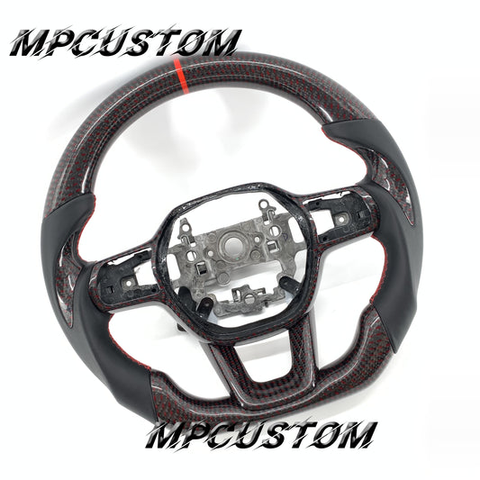Mpcustom for Honda 11th gen Civic carbon fiber steering wheel red stripe line and red stitching