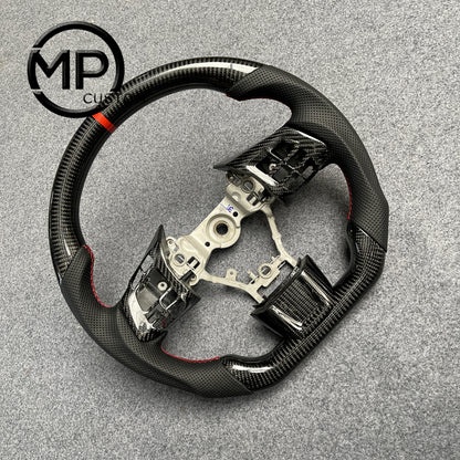 MPCUSTOM Fit For Subaru WRX/STI 2015-2022 carbon fiber steering wheel black perforated leather red center line