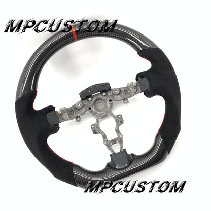 Mpcustom for Nissan 370z Juke z34 carbon fiber steering wheel red stripe line and red stitching