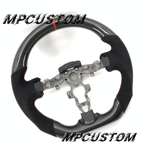 Mpcustom for Nissan 370z Juke z34 carbon fiber steering wheel red stripe line and red stitching
