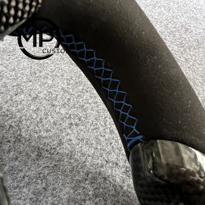 MPCUSTOM Fit For Toyota 86 2016-2019/Subaru BRZ 2016-2019 carbon fiber steering wheel black Alcantara blue center line