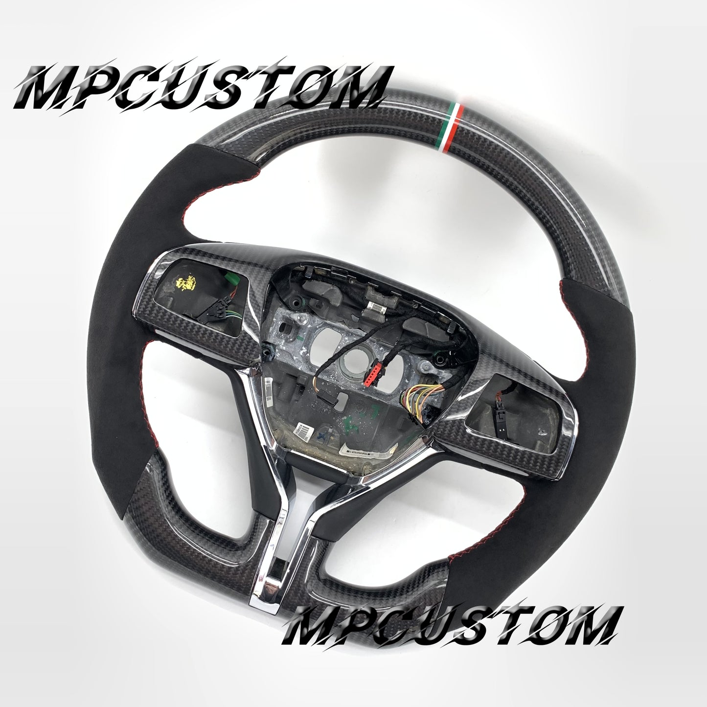 Mpcustom for Maserati Ghibli 2014-2019 carbon fiber steering wheel red stitching