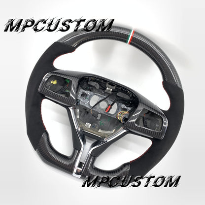 Mpcustom for Maserati Ghibli 2014-2019 carbon fiber steering wheel red stitching