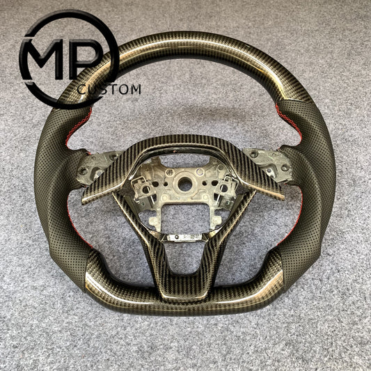 MPCUSTOM Fit For Honda 10th gen Accord/EXL EX LX 2018-2022/Insight 2019-2021 carbon fiber steering wheel black perforated leather