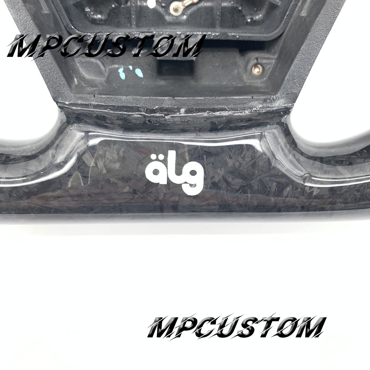 Mpcustom for Volvo S40 2008 carbon fiber steering wheel white stripe line and white stitching