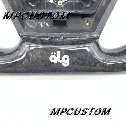 Mpcustom for Volvo S40 2008 carbon fiber steering wheel white stitching and gloss