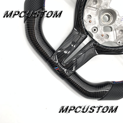 Mpcustom for BMW 1 series F20/F21/F40 carbon fiber steering wheel flat bottom and perfoarated leather