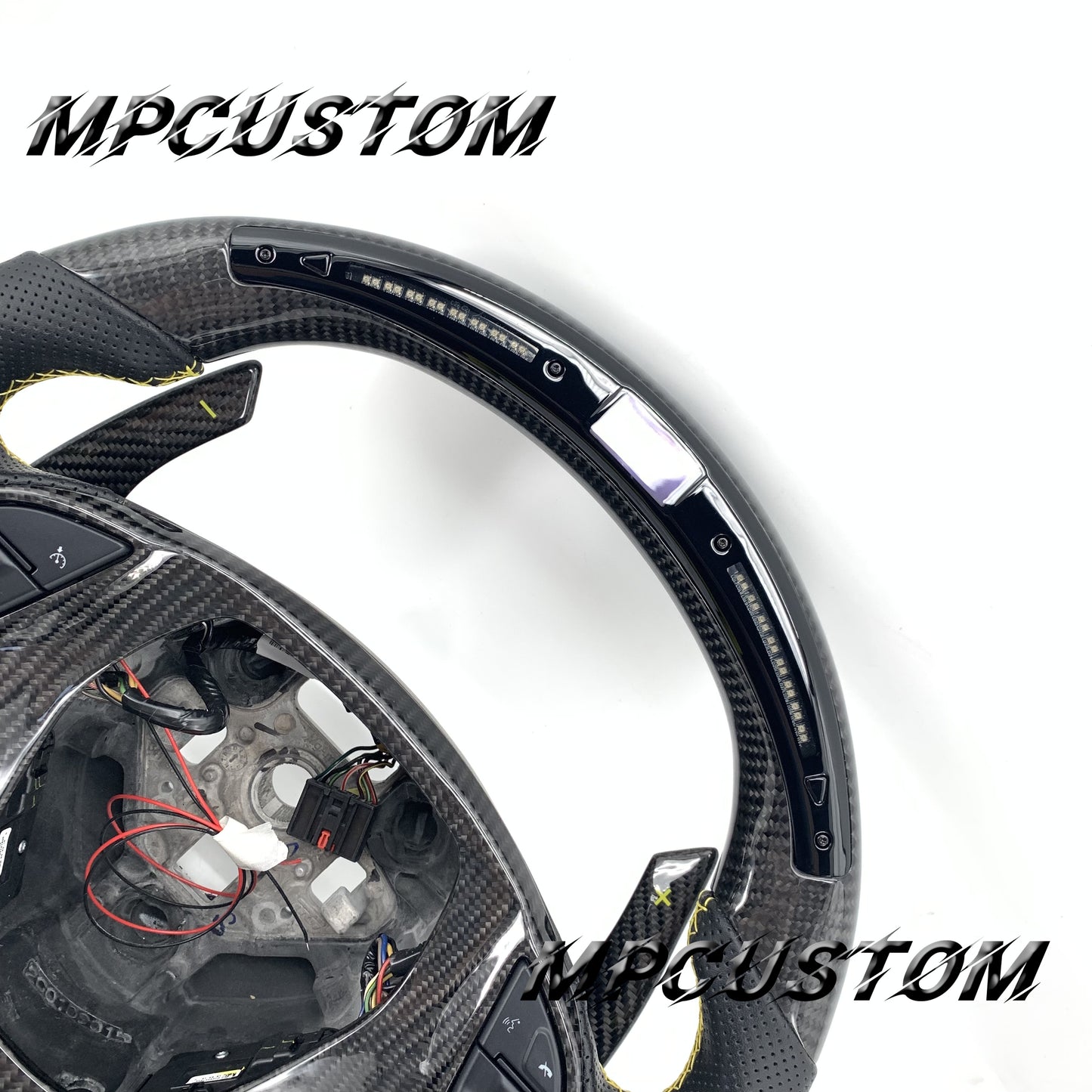 Mpcustom for Chevrolet Corvette C8 2020+ carbon fiber steering wheel gloss carbon fiber and flat bottom