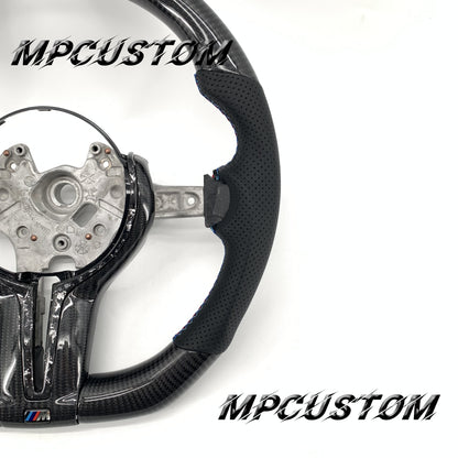 Mpcustom for BMW 3 series F30/F31/F35 carbon fiber steering wheel blue stripe line and flat bottom