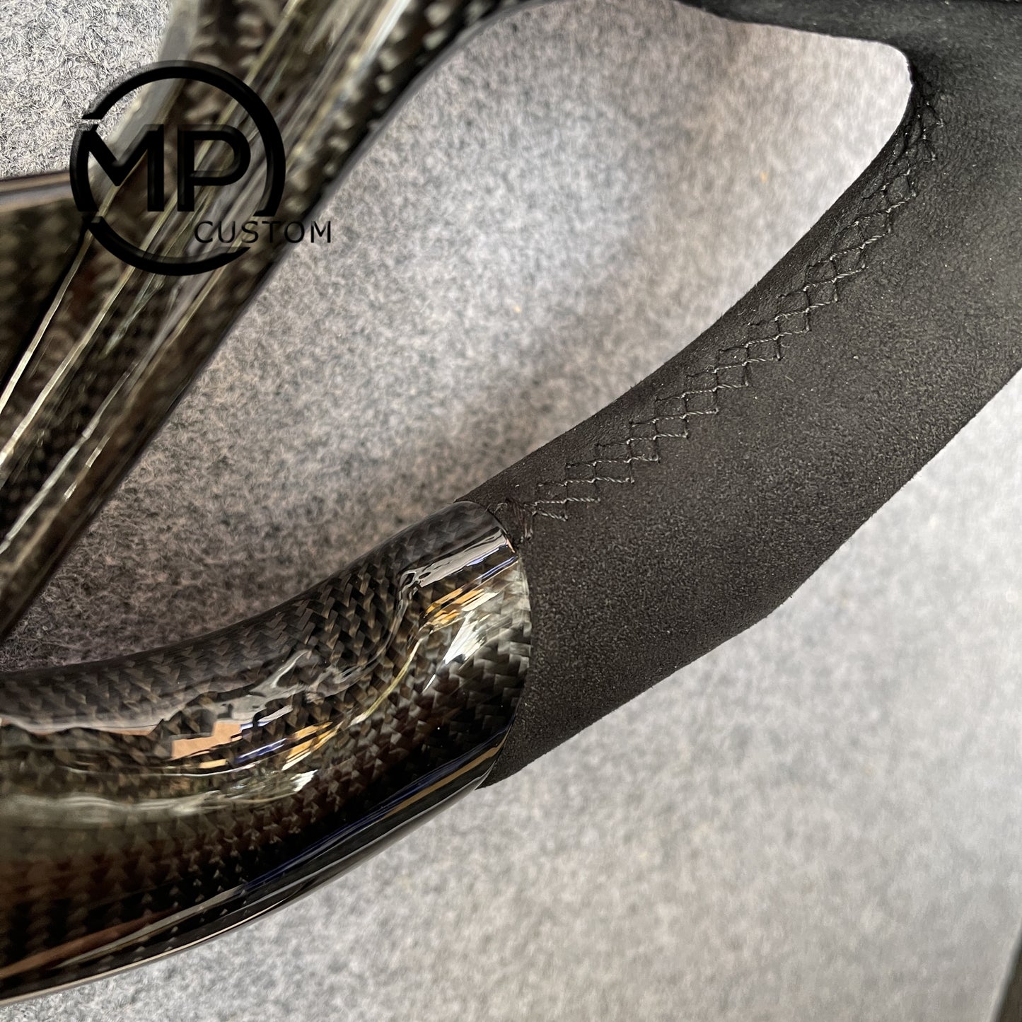 MPCUSTOM Fit For Cadillac ATSV ATS cts 2015-2019 carbon fiber steering wheel black Alcantara thumb grips