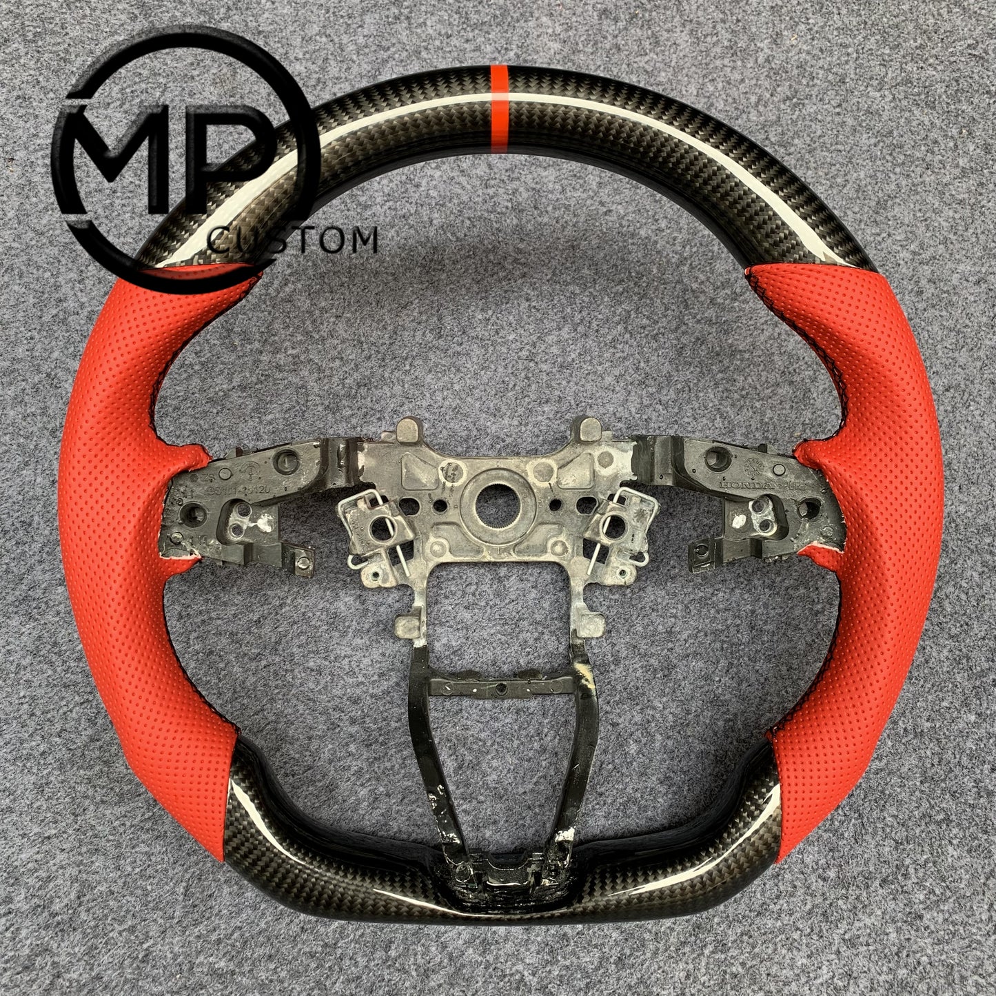 MPCUSTOM Fit For Honda 10th gen Accord/EXL EX LX 2018-2022/Insight 2019-2021 carbon fiber steering wheel red perforated leather red center line