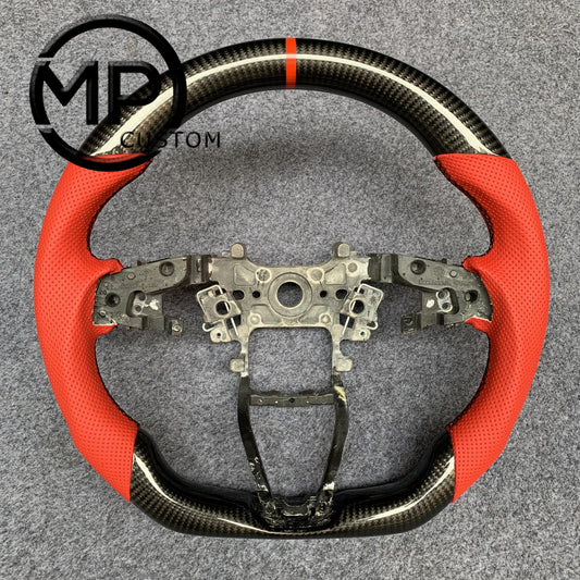 MPCUSTOM Fit For Honda 10th gen Accord/EXL EX LX 2018-2022/Insight 2019-2021 carbon fiber steering wheel red perforated leather red center line