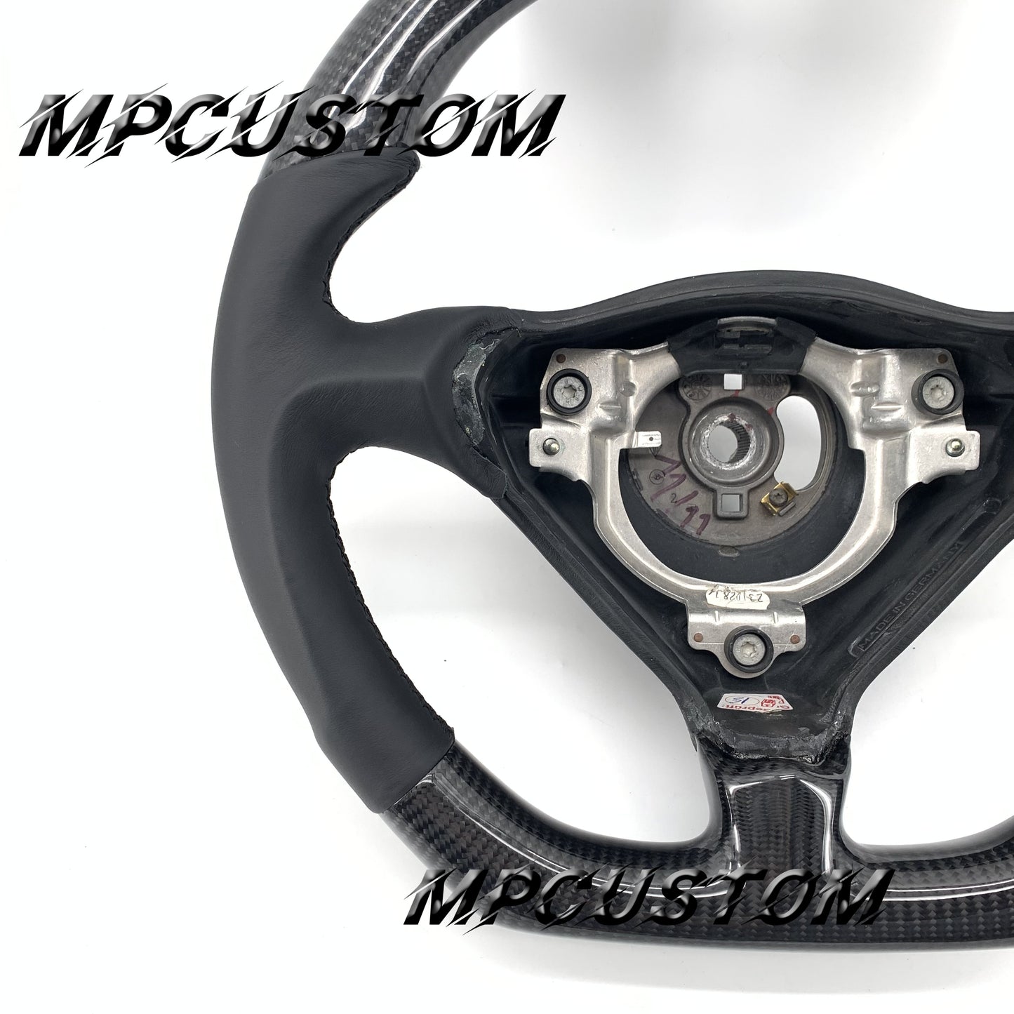 Mpcustom for Porsche 996 carbon fiber steering wheel gloss and red stripe line