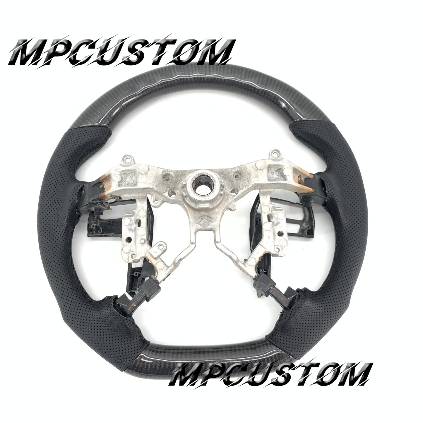 Mpcustom for Toyota Highlander 2007-2011 carbon fiber steering wheel black stitching