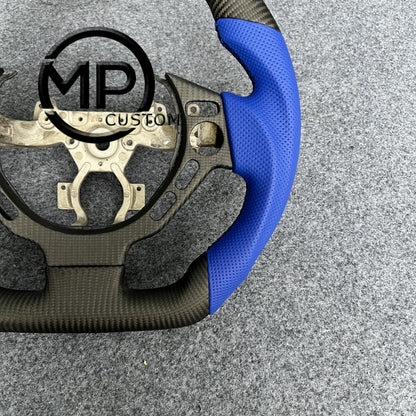 MPCUSTOM Fit For NISSAN GTR R30 2009-2016 matte carbon fiber steering wheel blue perforated leather blue line