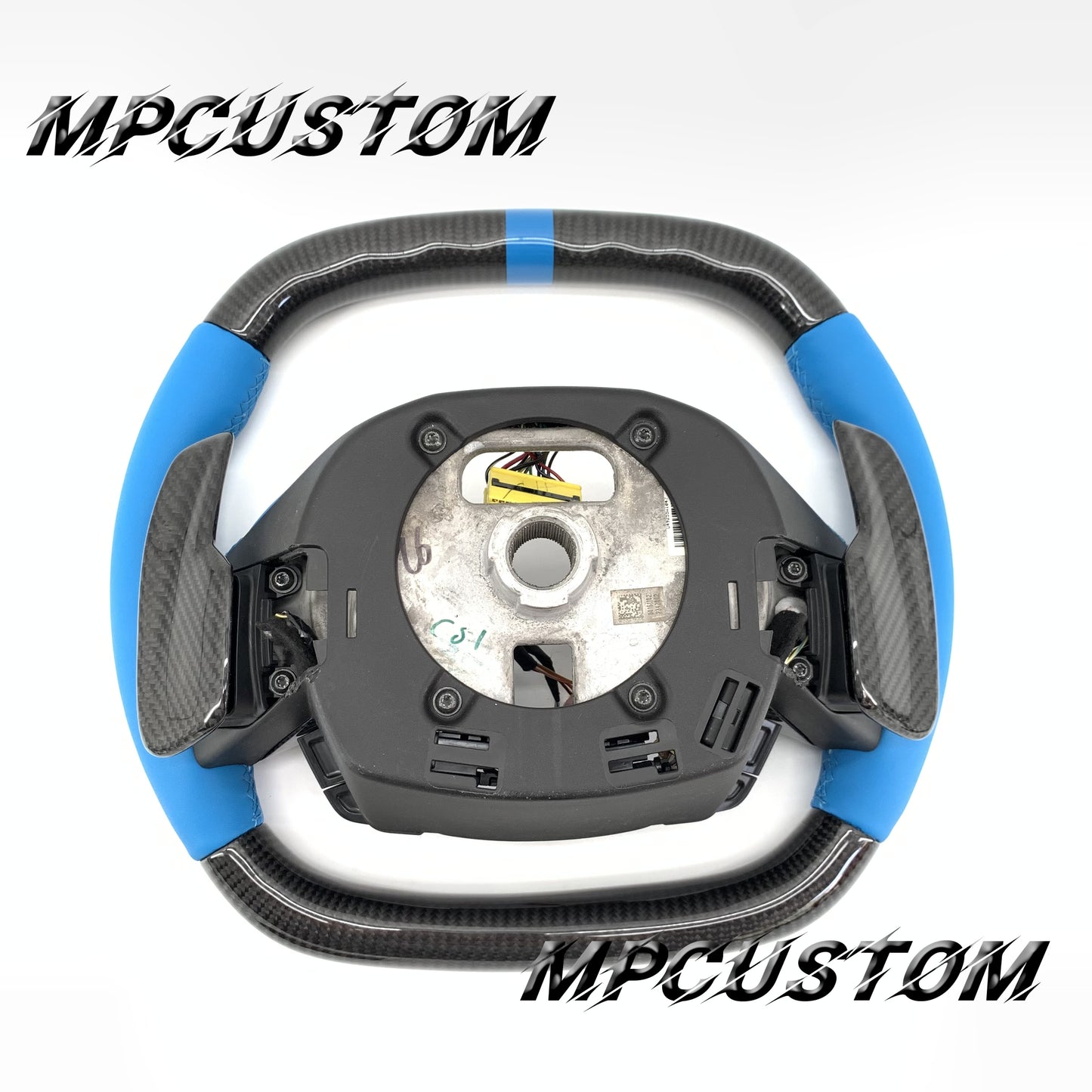 Mpcustom for Chevrolet Corvette C8 2020+ carbon fiber steering wheel blue stripe line and smooth