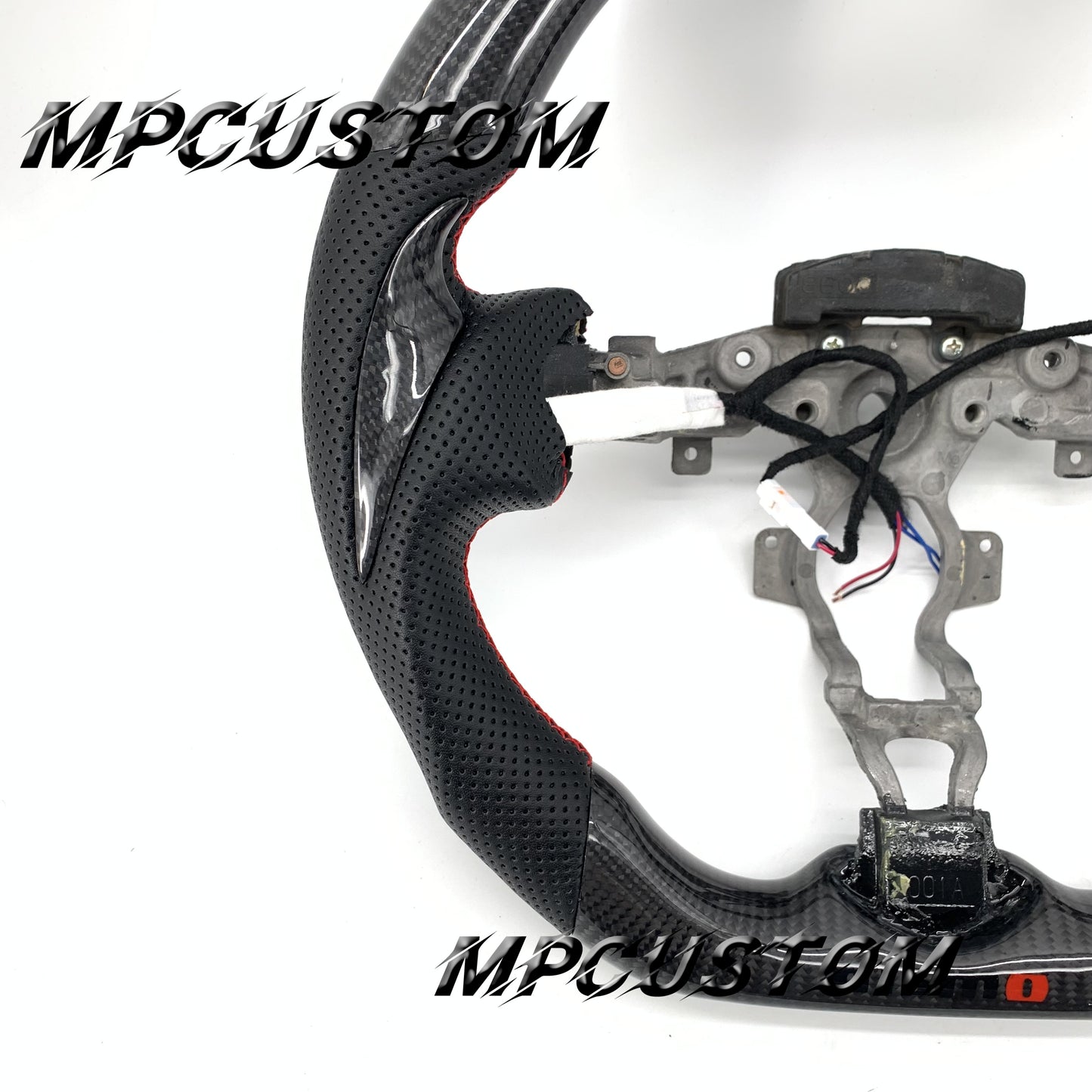 Mpcustom for Nissan 370z Juke z34 carbon fiber steering wheel gloss and red stitching