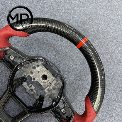 MPCUSTOM Fit For Honda integra/11thgen civic 22+ (FL5)/12th gen accord 2023+ carbon fiber steering wheel black perforated leather red center line