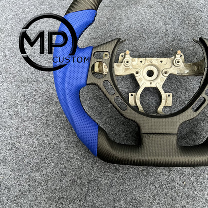 MPCUSTOM Fit For NISSAN GTR R30 2009-2016 matte carbon fiber steering wheel blue perforated leather blue line