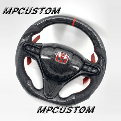 Mpcustom for Honda 8th Gen Civic 2009-2013 carbon fiber steering wheel falt bottom