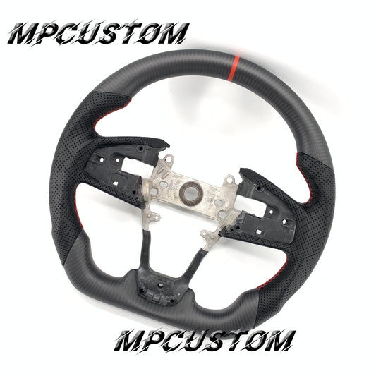 Mpcustom for Honda 10th Gen Civic 2016+ carbon fiber steering wheel red stripe line and red stitching