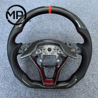 MPCUSTOM Fit For Honda 10th gen Accord/EXL EX LX 2018-2022/Insight 2019-2021 carbon fiber steering wheel black perforated leather red center line