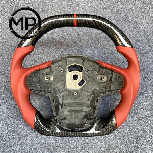MPCUSTOM Fit For Toyota GR Supra A90 MKV MK4 MK5 2020-2025 carbon fiber steering wheel red smooth leather red center line