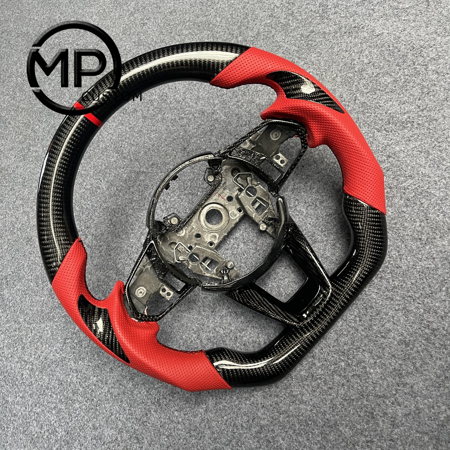 MPCUSTOM Fit For Acura TLX TYPE S 2021-2022 carbon fiber steering wheel red perforated leather red center line thumb grips