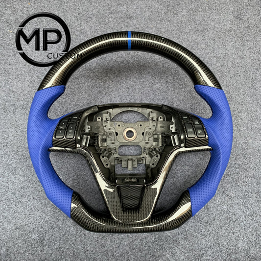 MPCUSTOM Fit For Honda CR-V CRV 2007-2011 carbon fiber steering wheel blue perforated leather blue center line