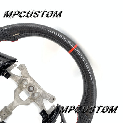 Mpcustom for Chevrolet Corvette C6 ZR1 Z06 carbon fiber steering wheel round top and red stripe line