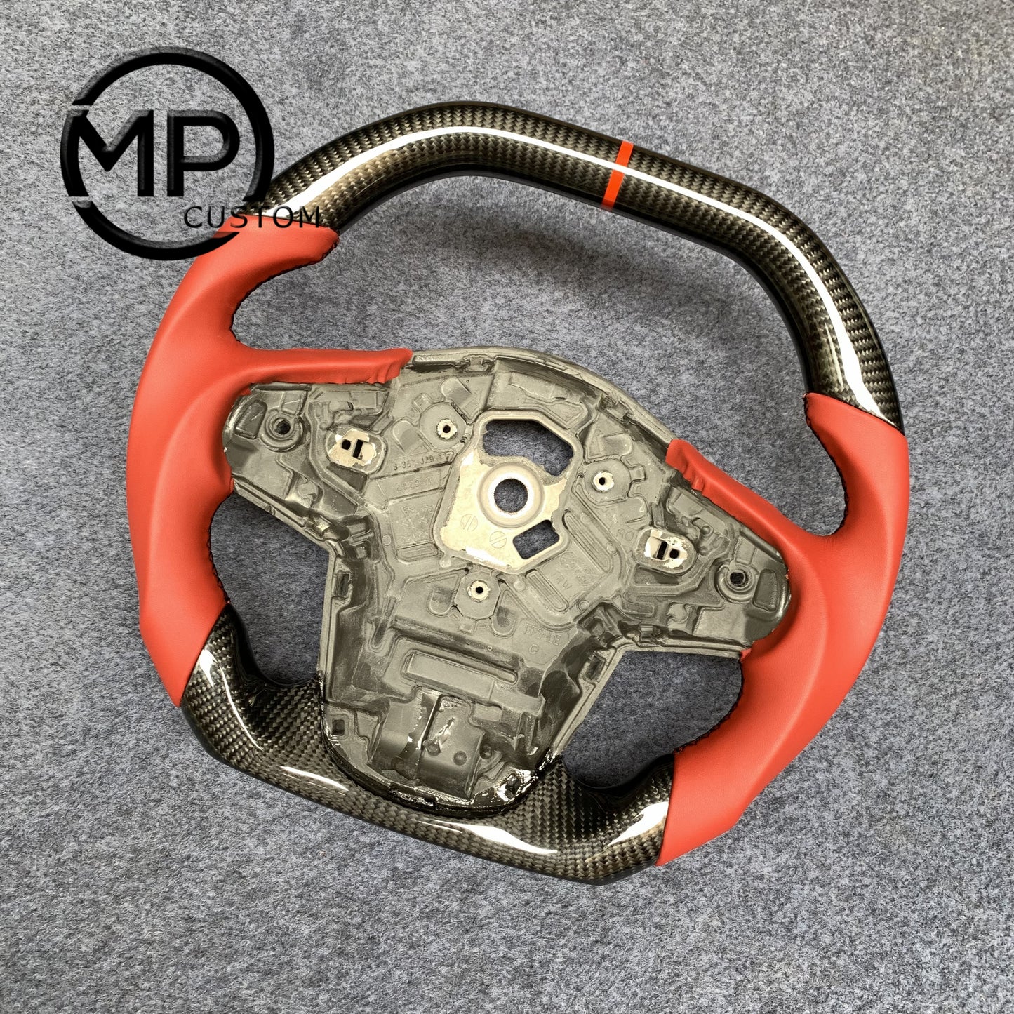 MPCUSTOM Fit For Toyota GR Supra A90 MKV MK4 MK5 2020-2025 carbon fiber steering wheel red smooth leather red center line