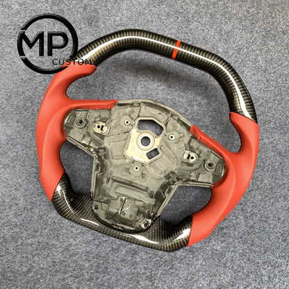 MPCUSTOM Fit For Toyota GR Supra A90 MKV MK4 MK5 2020-2025 carbon fiber steering wheel red smooth leather red center line