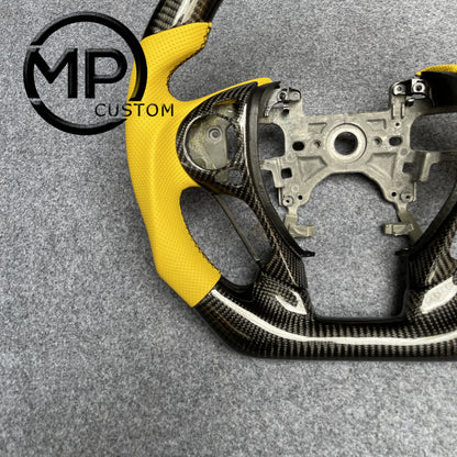 MPCUSTOM Fit For Honda 9th gen Accord SPORT 4 DOOR SEDAN 2013-2017/Crosstour 2013-2015/Ridgeline 2017-2020 carbon fiber steering wheel yellow perforated leather yellow center line