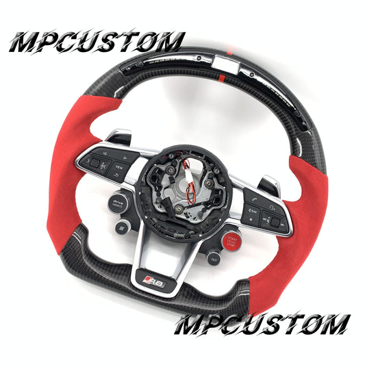 Mpcustom for Audi new R8 2016+ carbon fiber steering wheel red stitching