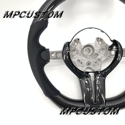 Mpcustom for BMW 3 series F30/F31/F35 carbon fiber steering wheel blue stripe line and flat bottom