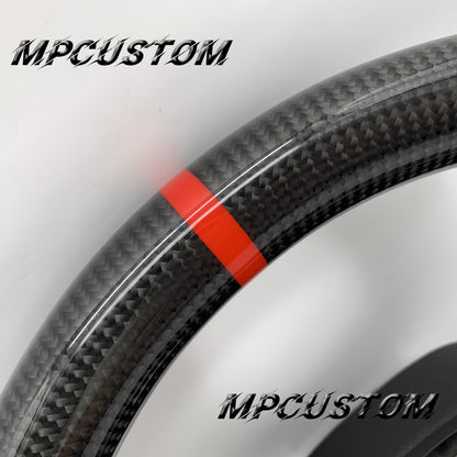 Mpcustom for Chevrolet Corvette C6 ZR1 Z06 carbon fiber steering wheel round top and red stripe line