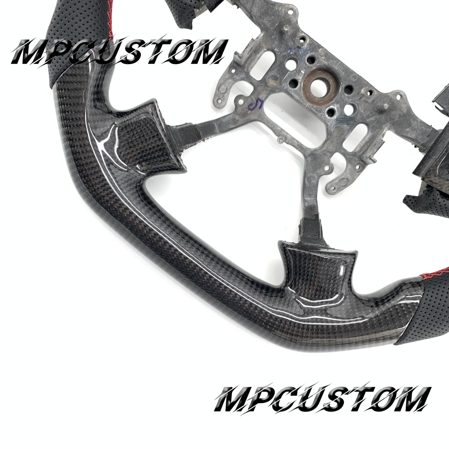 Mpcustom for Acura TL 2004-2006 carbon fiber steering wheel gloss balck carbon fiber and red stitching