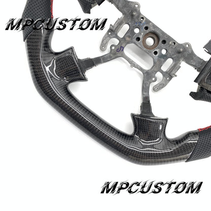 Mpcustom for Acura TL 2004-2006 carbon fiber steering wheel gloss balck carbon fiber and red stitching
