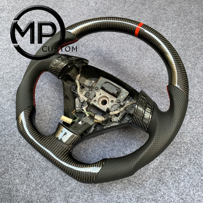 MPCUSTOM Fit For Honda 7th gen&nbsp; Accord Sedan TESTED LX 2003-2007/Inspire/Accord UC1 UC3 CM5 CM6 carbon fiber steering wheel black perforated leather red center line