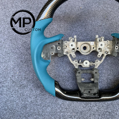 MPCUSTOM Fit For Subaru Forester 2019-2021/Impreza 2017-2021/Ascent 2019-2021/Crosstrek 2018-2021/Legacy 2018-2022/Outback 2018-2022 carbon fiber steering wheel blue perforated leather blue center line