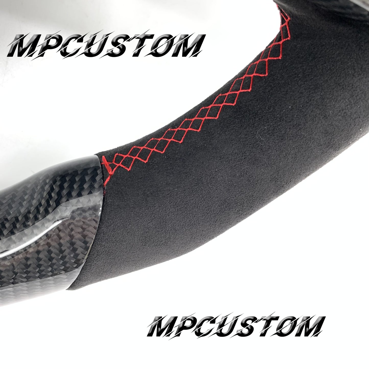 Mpcustom for Maserati Ghibli 2014-2019 carbon fiber steering wheel red stitching