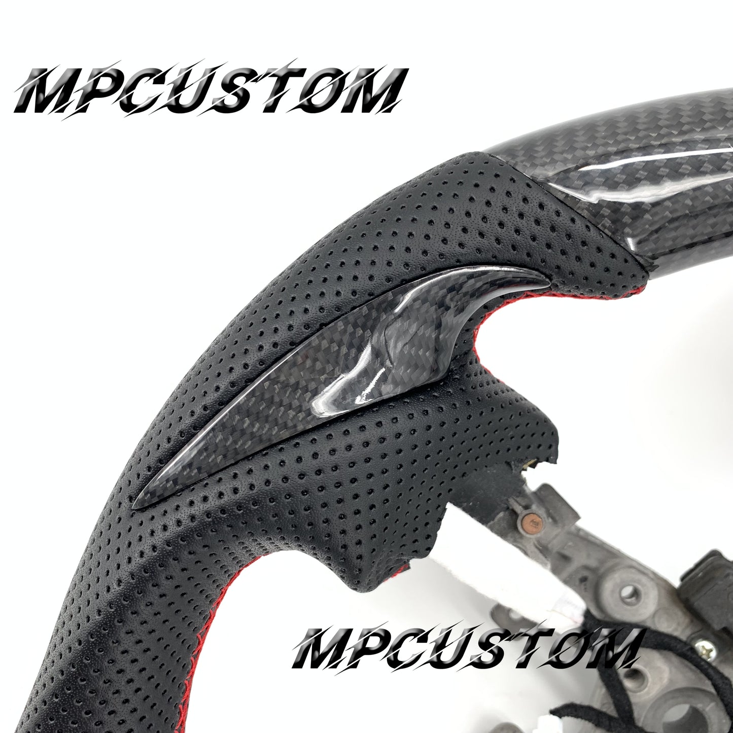Mpcustom for Nissan 370z Juke z34 carbon fiber steering wheel gloss and red stitching